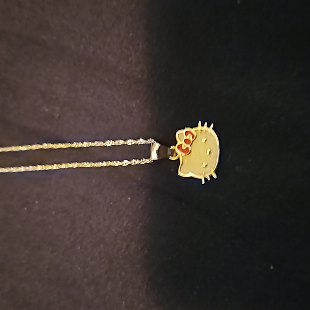 10k gold hello kitty necklace and charm